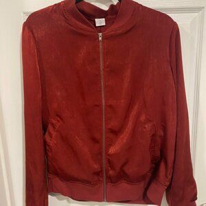 Melrose and Market Red Satin Bomber Jacket Size Medium New without Tags